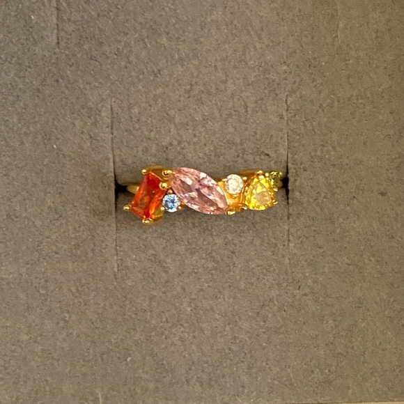 S925 gold plated Geometric multigems Ring - Picture 8 of 15